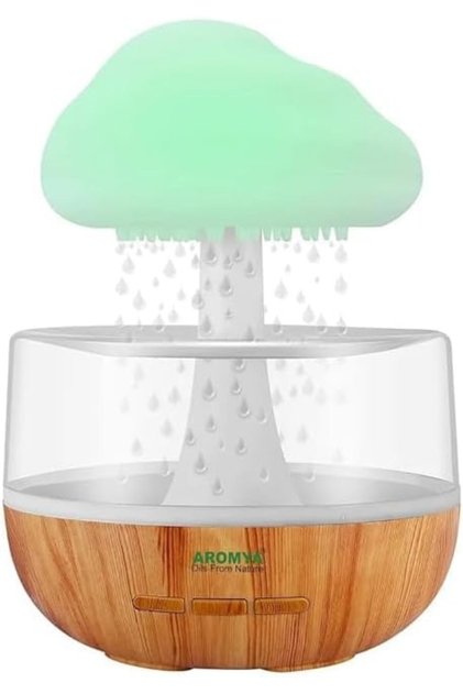 Rain Cloud Humidifier with Raindrop Sound and Night Light, Aromatherapy Diffuser, Mushroom Wa