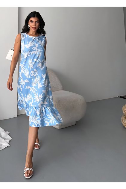 Patterned Floral Patterned Strap Dress
