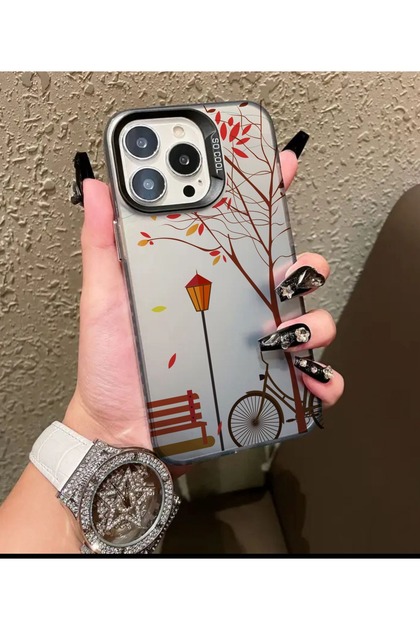iPhone 16 Pro Compatible Lines Patterned Luxury Phone Case with Sensitive Buttons Mk01A