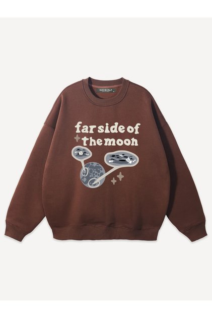 Unisex Farside of the Moon Printed Crew Neck Oversize Sweatshirt