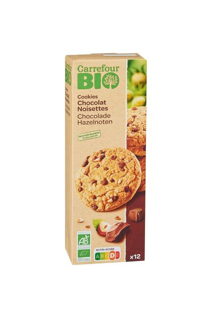 Biscuiti Carrefour Bio cu ciocolata si alune 200 g