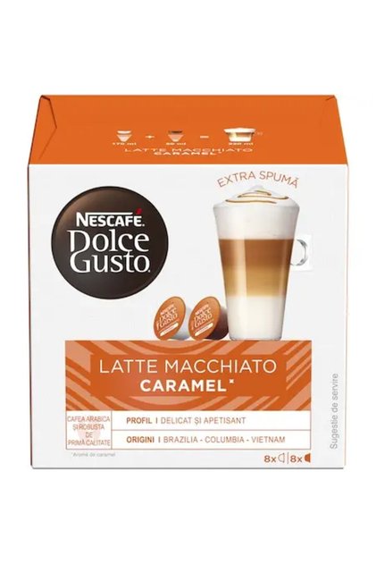 Capsule cafea Nescafe Dolce Gusto Latte Macchiato Caramel, 16 capsule, 8 bauturi, 145.6g