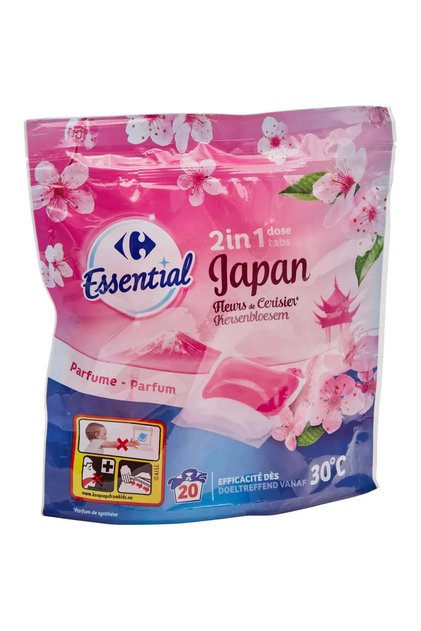 Detergent de rufe capsule duo Carrefour Essential Japan, 20 spalari, 441 ml