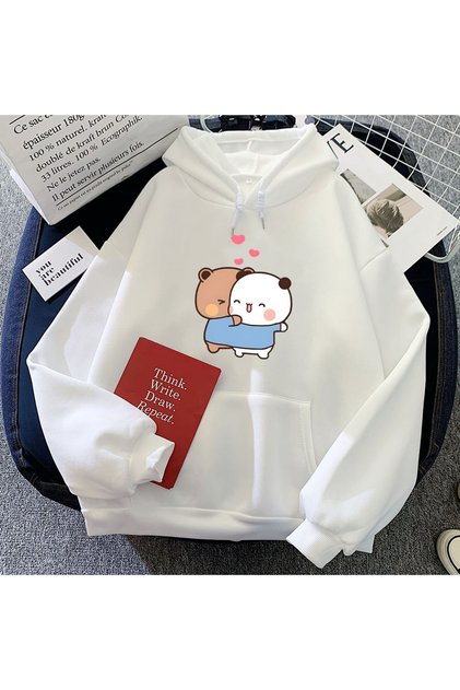 White Panda Bear Bubu Dudu Hoodies Cartoon Kawaii Graphics