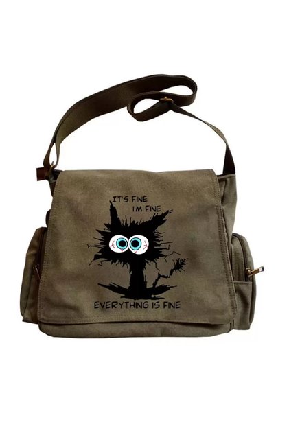 Cute Cat Seriouse Printed Unisex Messenger Bag