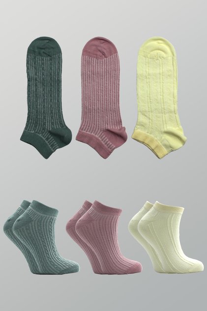 Women's Cotton Booties Socks Colorful 3-Piece Pack