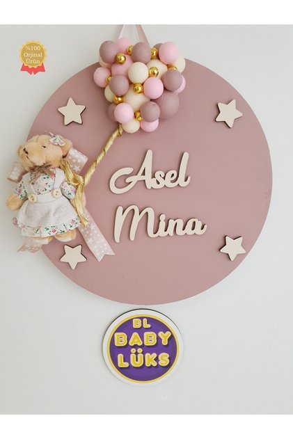 Bubble Yuvarlak Bebek Kapı süsü Pudra Pembe 30CM