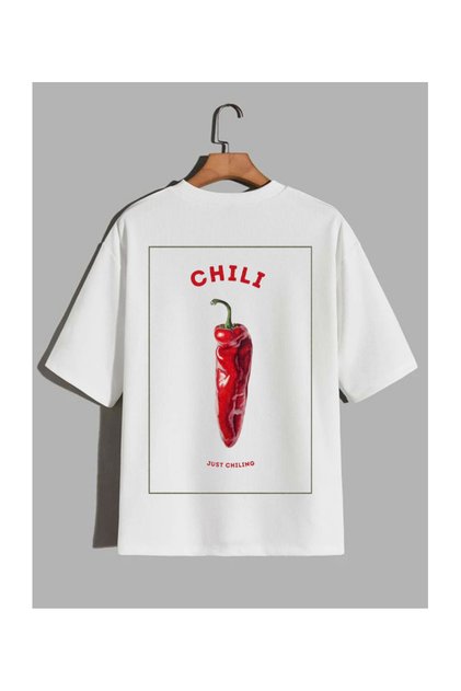 New Season Chili Printed Cotton T-Shirt Sebesta Fashion