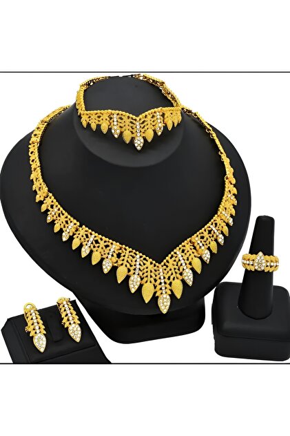 Jadem Gold 24k Altın Kaplama 4 Parça Orta Doğu Dubai Düğün Takı