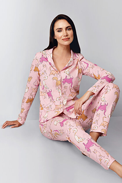 Women's Pink Shirt Pajamas