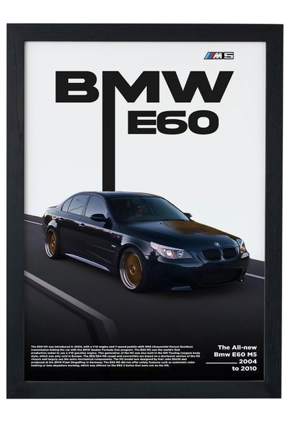 BMW E60 Tasarım Siyah Çerçeveli Poster Tablo Duvar Dekoru