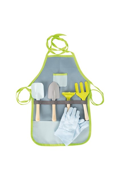 Set de grădinărit pentru copii cu șorț, mănuși și 4 unelte, Small Foot, 3 ani+