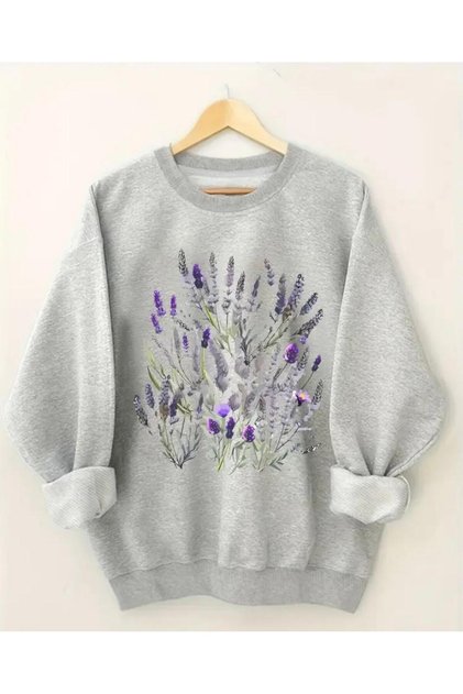 Printed Crew Neck Fleece Sweatshirt