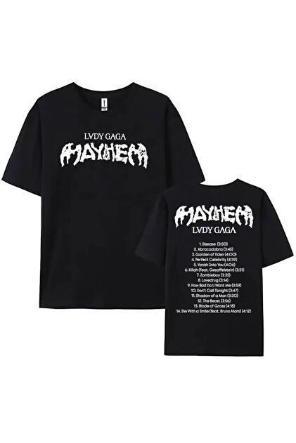 Tarzsokak Siyah Tees Şarkıcı Lady Gaga Mayhem Baskı leri Yaz