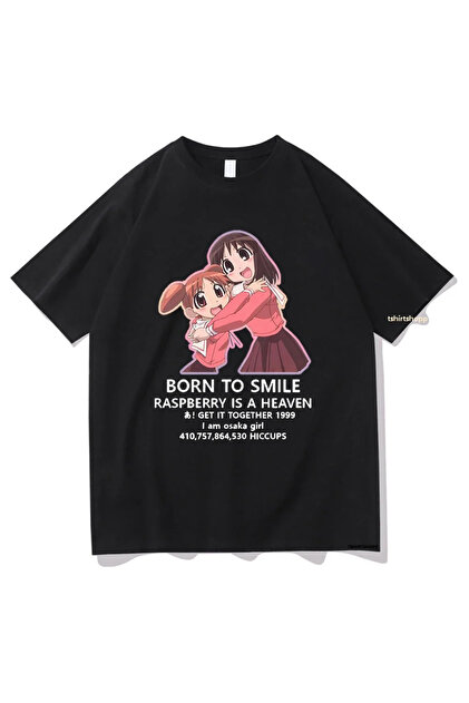 Tarzsokak Siyah Anime Azumanga Daioh Gülümseme Doğdu Tshirt Komik