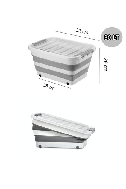Home Large Boy 30 Litre Katlanır Tekerlekli Çok Amaçlı Saklama Erzak Oyuncak Kutusu Çamaşır Sepeti
