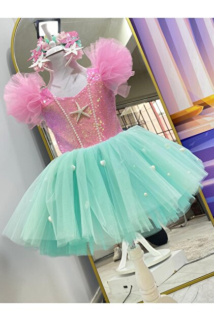 pink and green tutu dress First birthday dress-first birthday tutu dress-Mint Coral and Peach Dr –  Pink Toes & Hair Bows main image 0