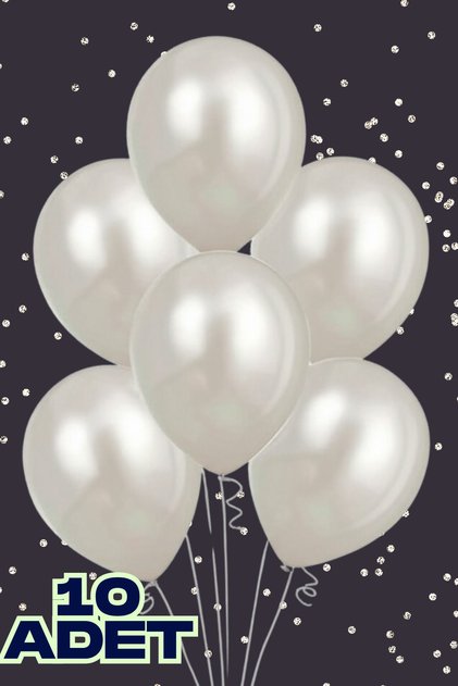 10Pcs Metallic Pearl White Shiny Balloon Birthday Celebration Ornament and Material