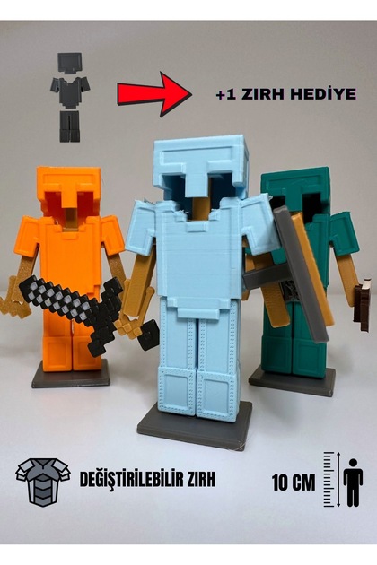 You Toys Minecraft Zırh+ Değiştirilebilir Zırhlı 3lü Asker Seti +1