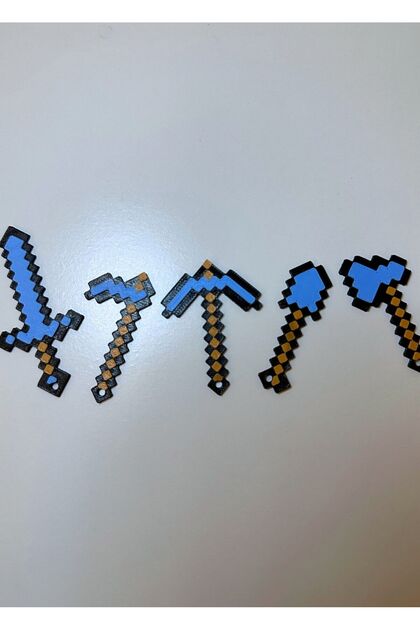 You Toys Minecraft Anahtarlık Mini Kılıç+Balta+Kürek+Kazma+Çapa