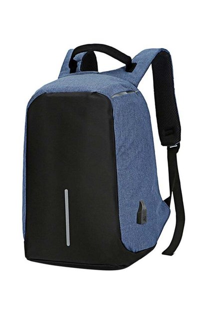 Generic Laptop Backpack With USB Charging Port Fits Upto 14-Inch Laptop Black/Blue