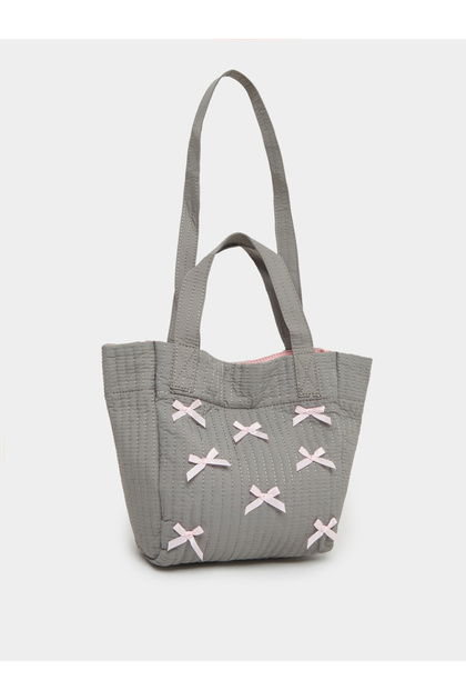 Ribbon and Stitch Detail Tote Bag