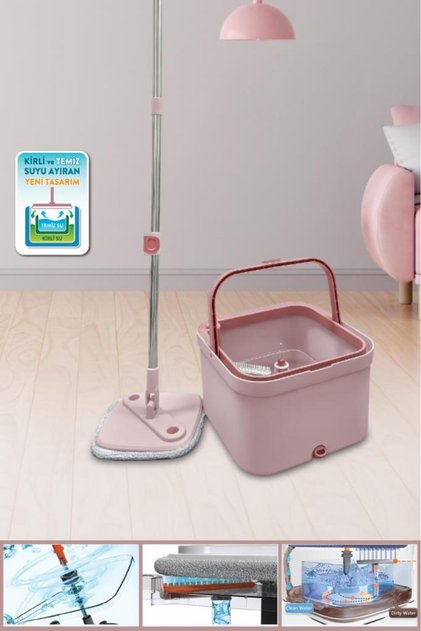 12den Flora Mopigo Set, Döner Başlıklı Temiz ve Kirli Suyu Ayıran