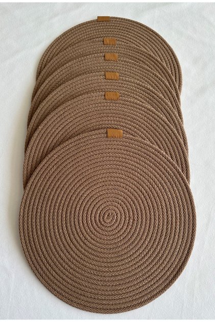 Round Placemat, Table Decor Supla Brown 33cm Set of 6