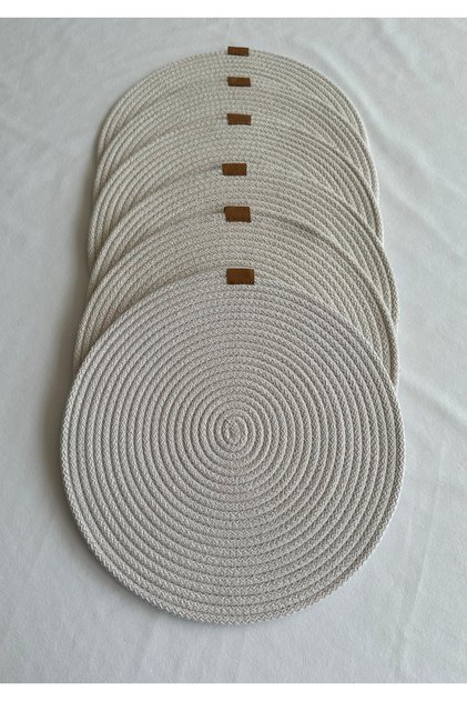 Round Placemat Placemat, Table Decor White 33cm Set of 6