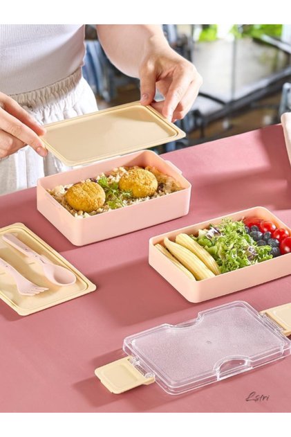 2-Layer Food Storage Container Lunch Box Set Sportsman Diet Student Fitness School Workplace Lunch Box