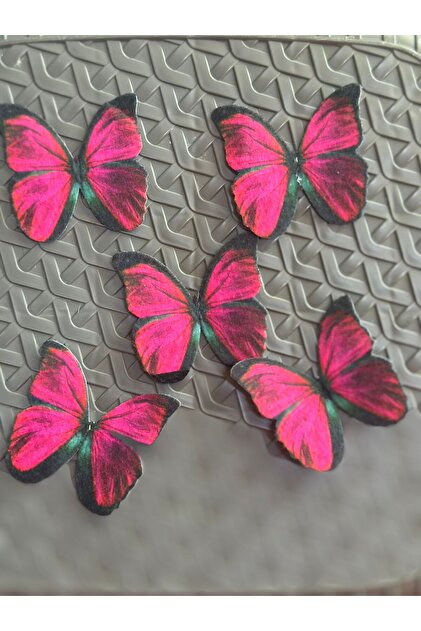 6x6 Cm 5 Adet Kelebek Set Arma Pembe