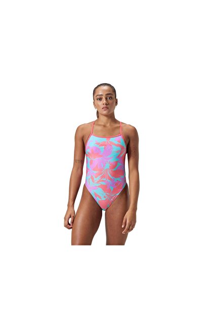 Nike Swim Logo Tape Crossback Mavi Tek Parça Kız Çocuk Mayo