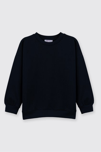 Unisex Çocuk Bisiklet Yaka Lacivert Sweatshirt