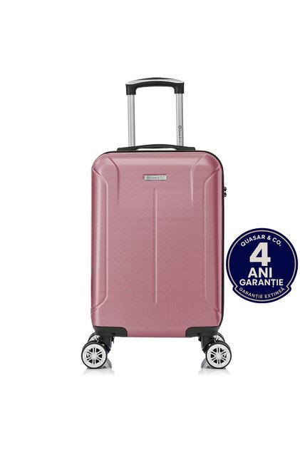 Troler cabina 55x37x20cm, bagaj de mana, troller cifru, geamantan cu 4 roti, valiza ABS, Smart, roz