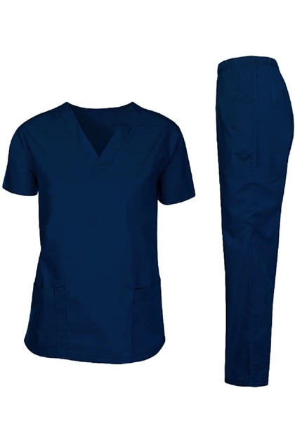 Women's Scrub Set with V-Neck Top and Trousers for Nanny, Housemaid, Nurse by Rannah's Uniform