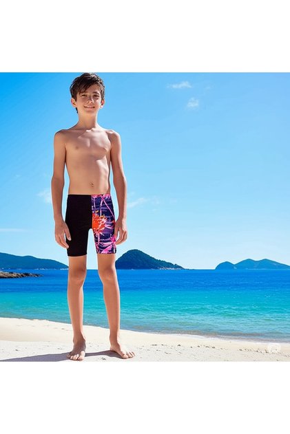 Allover Digi Jam-Mer Boy's Swimmer Swimsuit Black-Purple