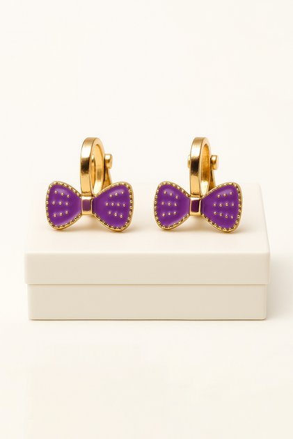 Poppy Compression Earrings with Bow Design for Non-Pierced Ears