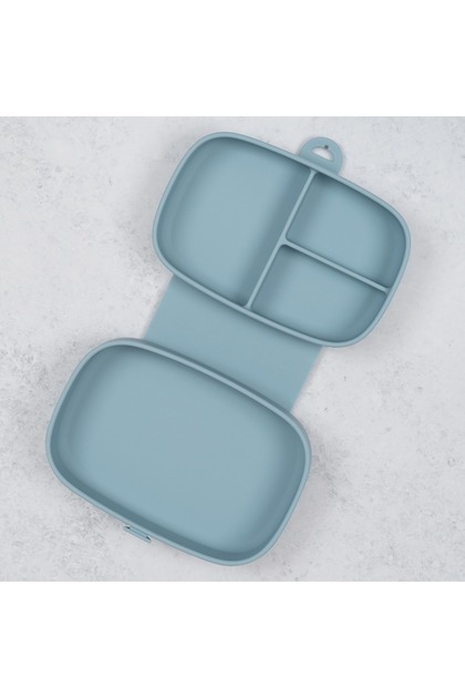 Caserola compartimentata din silicon cu ventuza, Magic Box - Aqua Blue