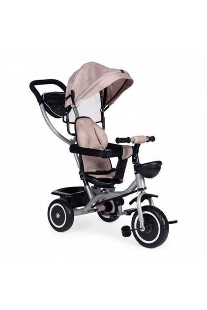 Tricicleta 2 in 1 pentru copii scaun rotativ 360a° roti din spuma EVA WQL-066-52 - Bej