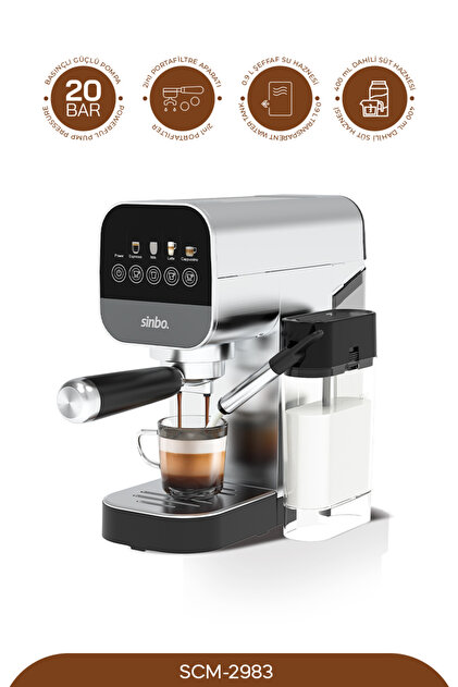Sinbo SCM-2983 Espresso Kahve Makinesi Dahili Süt Hazneli 20 Bar
