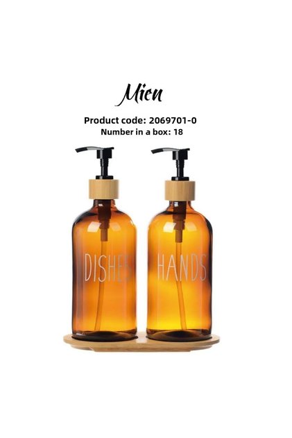 2-Piece Amber Bamboo Stand Hands & Dishes Liquid Soap Dish Set