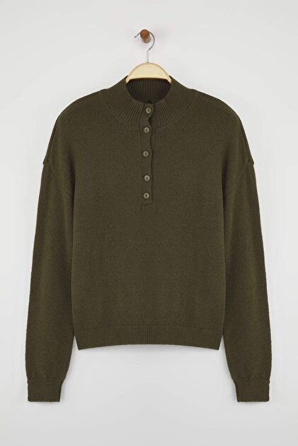 Trendyolmilla Wardrobe Essentials Haki Yumuşak Dokulu Triko Kazak