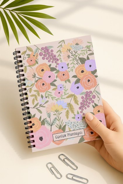 Daily Planner A5 Notebook, Notes, to Do, Flexible Cardboard Cover, 100 Days, Cotton Candy