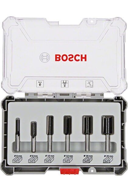 Bosch - Profesyonel 6 Parça Düz Freze Ucu Seti 8 mm Şaftlı