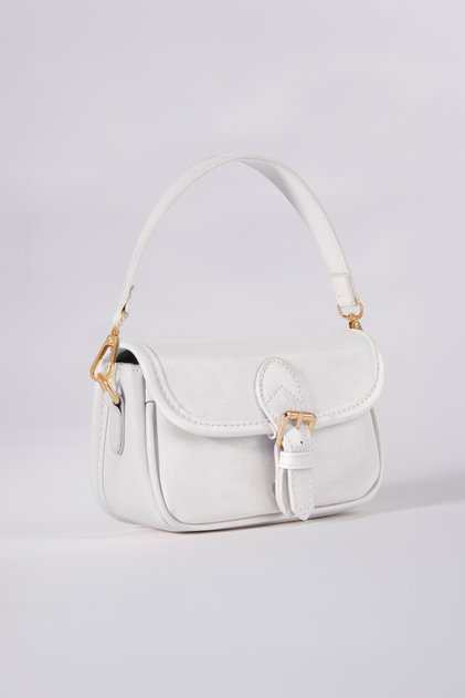 White Women's Mini Adjustable Crossbody Shoulder Bag & Handbag - Mio Model