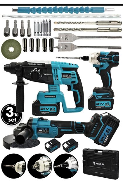 Genel Markalar Üçlü Set Şarjlı Tork ve Darbeli Matkap, Kablosuz