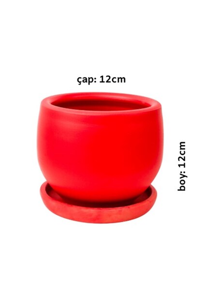 Curvy Terra Cotta Saksı - Kırmızı 12cm