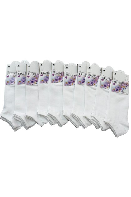 6-Piece White Women's Booties Combed Cotton Flat Casual