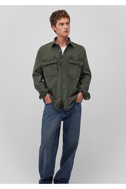 Yeşil Gömlek Loose Fit / Bol Rahat Kesim 0211260-80684