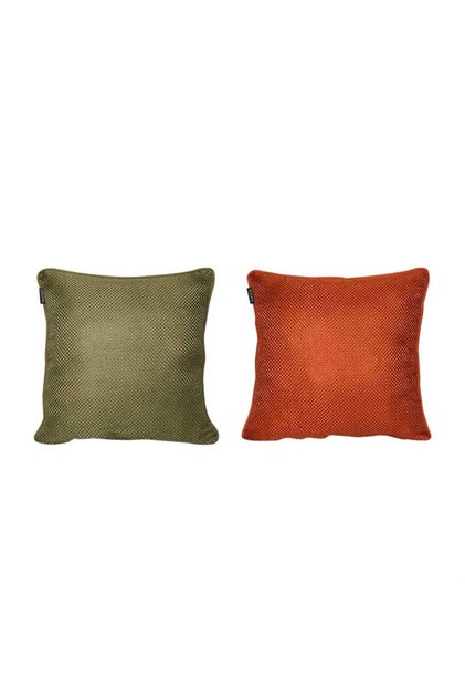 2-Piece Straw Textured Corded Double-Sided Throw Pillow Cover Green-Orange